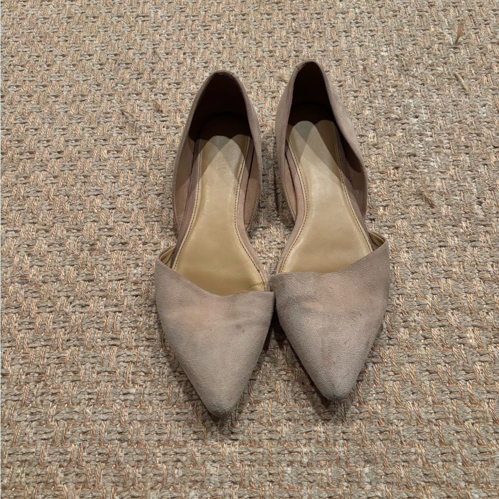J.Crew Beige Suede Pointed-Toe D’Orsay Flats – Classic & Versatile